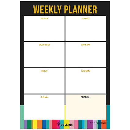Collins Edge Rainbow Weekly Planner Desk Pad, A4, 60 Pages