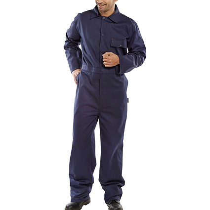 Beeswift Cotton Drill Boilersuit, Navy Blue, 48