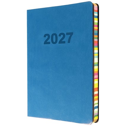 Collins Edge Rainbow Diary Week To View A5 Blue 2027