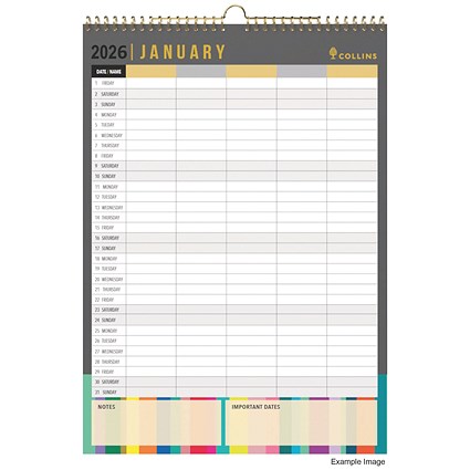 Collins Edge 2026 Wall Calendar, Month To View, A3