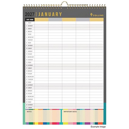 Collins Edge Wall Calendar Month To View A3 2027