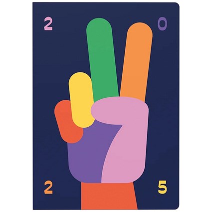 Collins A5 Peace Sign Design Diary, Week To View, Blue, 2025