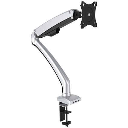 Contour Ergonomics Deskclamped Single Monitor Arm, Adjustable Height, Black and Silver