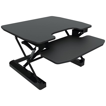 Contour Ergonomics Tabletop Sit Stand Workstation, Adjustable Height, Black Contour Ergonomics Tabletop Sit Stand Workstation, Adjustable Height, Black