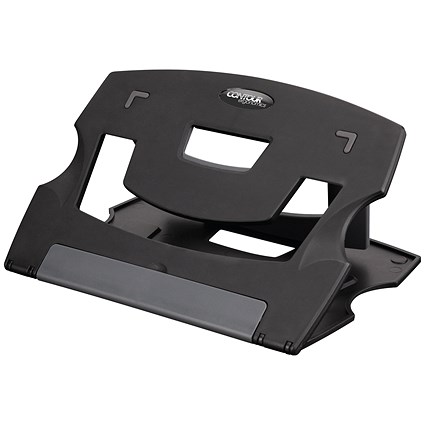 Contour Ergonomics Adjustable Laptop and Tablet Stand, Adjustable Tilt, Black