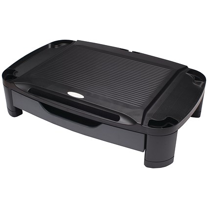 Contour Ergonomics Professional Monitor Stand with Drawer, Adjustable Height, Black
