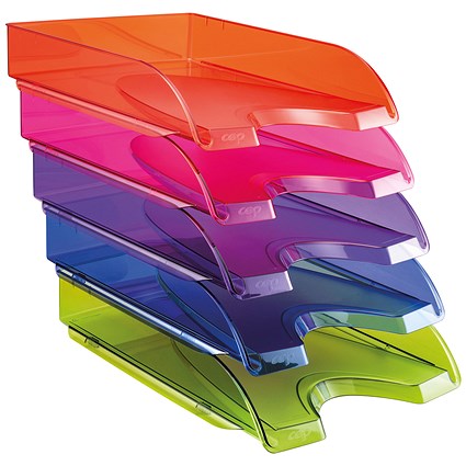 CEP Happy Self-stacking Letter Trays, Assorted, Pack of 5 CEP Happy Self-stacking Letter Trays, Assorted, Pack of 5