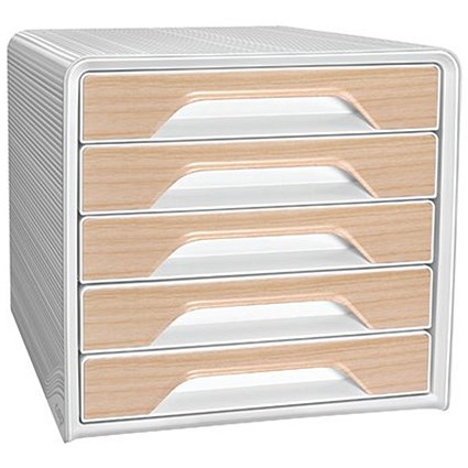 CEP Silva Smoove 5 Drawer Set, White & Beech CEP Silva Smoove 5 Drawer Set, White & Beech