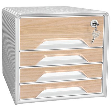 CEP Silva Smoove 4 Drawer Set, White & Beech CEP Silva Smoove 4 Drawer Set, White & Beech