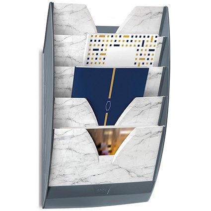 CEP Mineral Marble Wall File, 5 Compartment, Grey