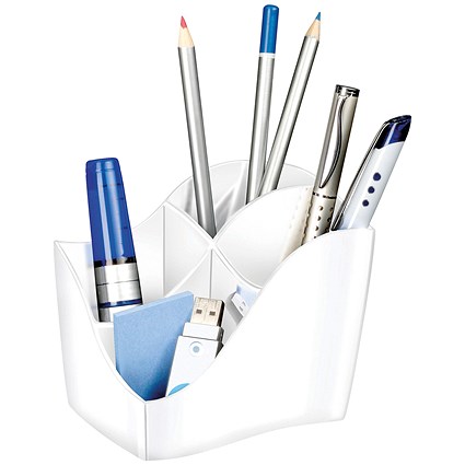 CEP Ellypse Xtra Strong Pencil Pot, 4 Compartments, White