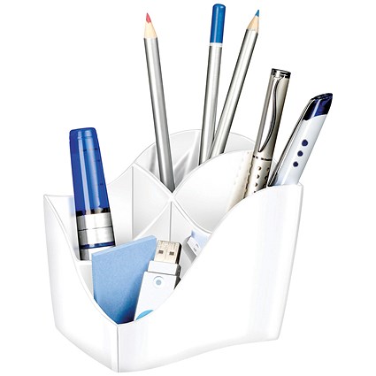CEP Ellypse Xtra Strong Pencil Pot, 4 Compartments, White CEP Ellypse Xtra Strong Pencil Pot, 4 Compartments, White