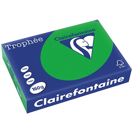 Clairfontaine Trophee A4 Coloured Card, Billiard Green, 160gsm, Ream (250 Sheets)
