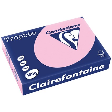 Clairfontaine Trophee A4 Coloured Card, Pink, 160gsm, Ream (250 Sheets) Clairfontaine Trophee A4 Coloured Card, Pink, 160gsm, Ream (250 Sheets)