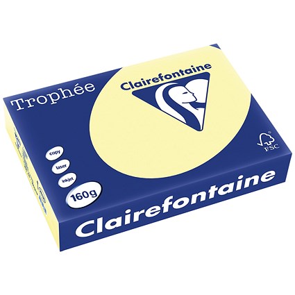 Clairfontaine Trophee A4 Coloured Card, Canary Yellow, 160gsm, Ream (250 Sheets) Clairfontaine Trophee A4 Coloured Card, Canary Yellow, 160gsm, Ream (250 Sheets)