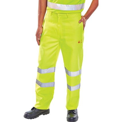 Beeswift Fire Retardant Anti Static EN471 Trousers, Saturn Yellow, 44T Beeswift Fire Retardant Anti Static EN471 Trousers, Saturn Yellow, 44T