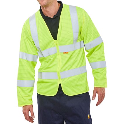 Beeswift Fire Retardant Hi-Vis Jerkin, Saturn Yellow, 2XL Beeswift Fire Retardant Hi-Vis Jerkin, Saturn Yellow, 2XL