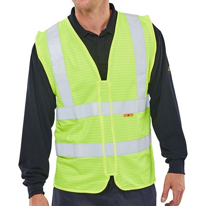 Beeswift Fire Retardant Hi-Vis Waistcoat, Saturn Yellow, XL Beeswift Fire Retardant Hi-Vis Waistcoat, Saturn Yellow, XL
