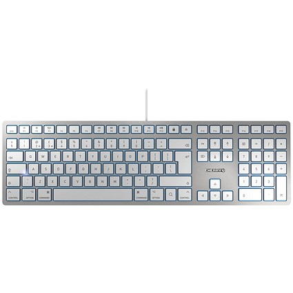 Cherry KC 6000 Slim for Apple Mac Keyboard, Wired, Silver and White