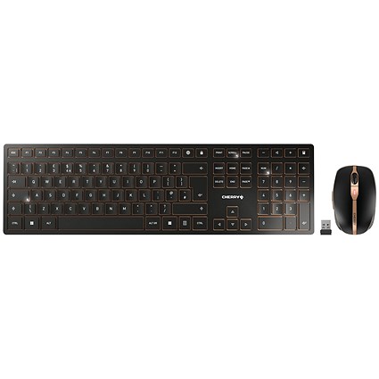 Cherry DW 9100 Slim Keyboard and Mouse Set, Wireless, Black and Bronze