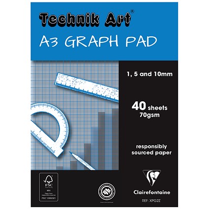 Technik Clairefontaine Art 110mm Graph Pad A3 40 Leaf XPG2