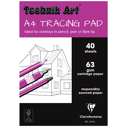 Clairefontaine Technik Art Tracing Pad, A4, 63gsm, 40 Sheets