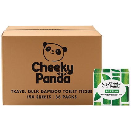 Cheeky Panda 2-Ply Toilet Tissue Travel Bulk Pack of 36 TOILTB2BBULK36