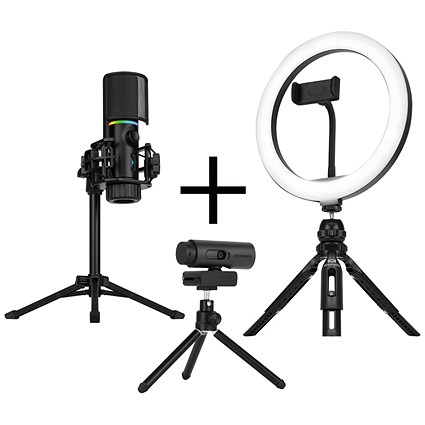 Streamplify Starter Bundle Including Microphone Tripod Webcam Light 10 Ring Light BU-000-SM