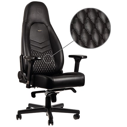 Noblechairs ICON Gaming Chair, Real Leather, Black Noblechairs ICON Gaming Chair, Real Leather, Black