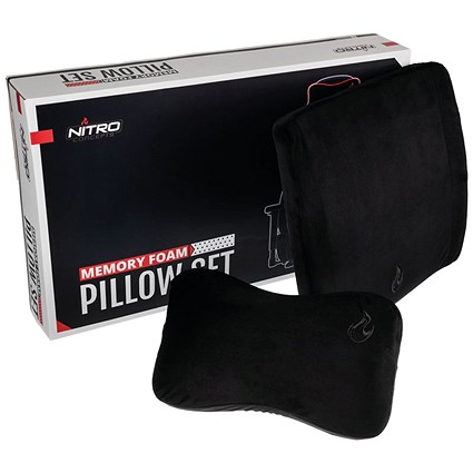 Nitro Concepts Ergonomic Memory Foam Pillow Set, Stealth Black