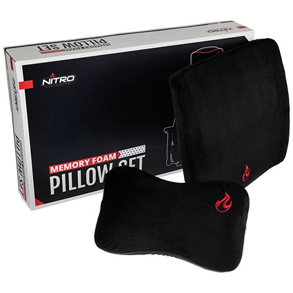 Nitro Concepts Ergonomic Memory Foam Pillow Set, Black & Red