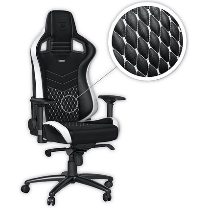 Noblechairs Epic Gaming Chair, Real Leather, Black & White