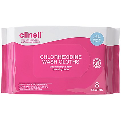 Clinell Chlorhexidine Wash Cloths (Pack of 8) CHGWC8