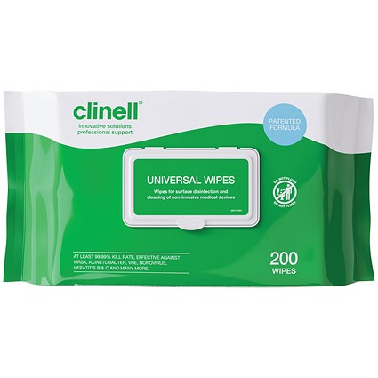 Clinell Universal Sanitising Wipes, 200 Wipes