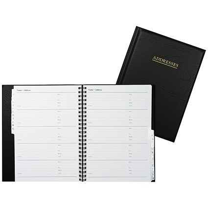 Collins Wirebound Business Address Book A5 Black