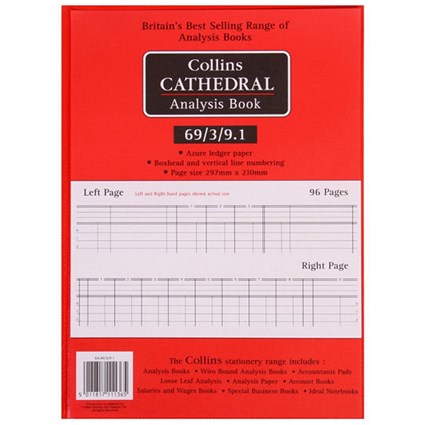 Collins Cathedral Analysis Book Petty Cash 96 Pages 69/3/9.1 8111367