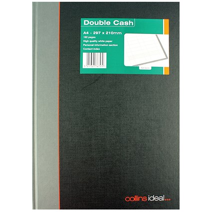 Ideal A4 Cashbook Casebound Double Cash 192 Pages Black 6424