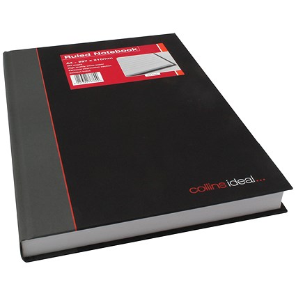 Collins Ideal Casebound Notebook, A4, Ruled, 384 Pages, Black Collins Ideal Casebound Notebook, A4, Ruled, 384 Pages, Black