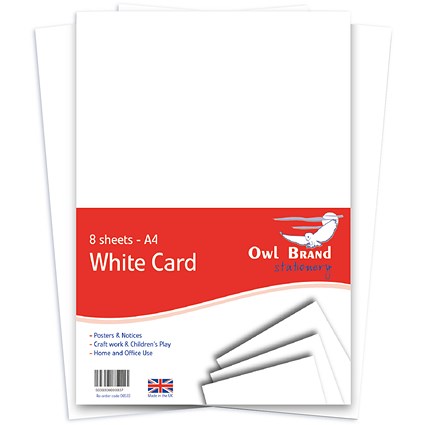 Coloured Card - White, A4, 160gsm, Pack of 80 Sheets