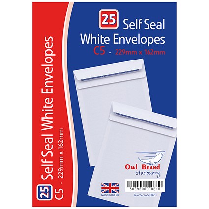 C5 Self Seal Envelopes White (Pack of 500)