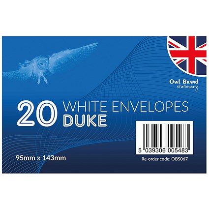 Duke Envelopes x 20 White (Pack of 24)
