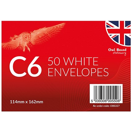 C6 White Envelopes - 12 packs of 50 Envelopes