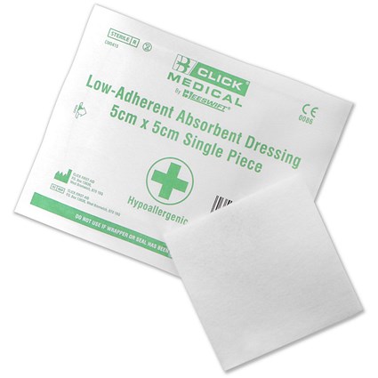 Click Medical Low Adherent Dressing, 5cm x 5cm, Pack of 25