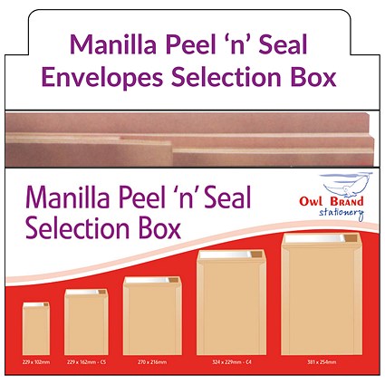 Manilla Peel n Seal Envelope Selection Box OBS166