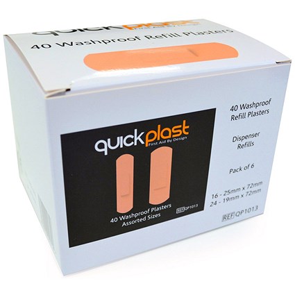 Quickplast Waterproof Plasters, 2 Assorted Sizes, Pack of 240