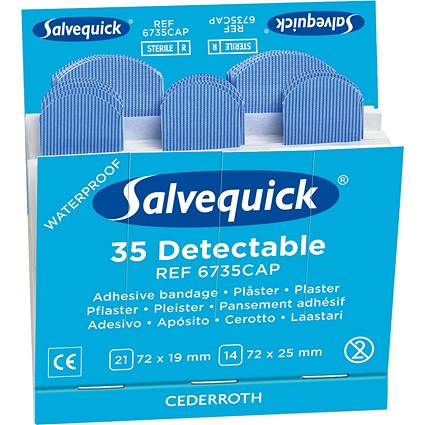 Salvequick Detectable Plasters Refill, 2 Assorted Sizes, Pack of 210