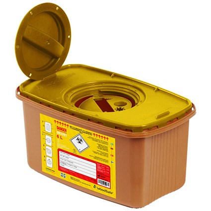 Woodsafe Sharps Bin Lid And Screw Fit Cap, 6 Litre