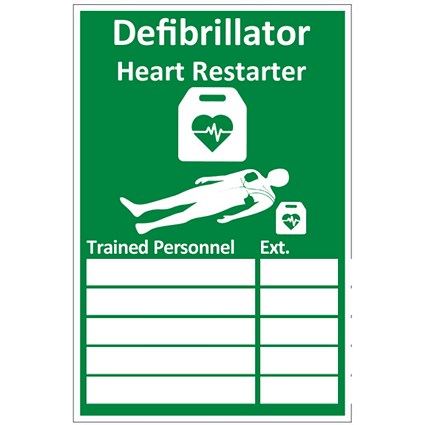 Click Medical Defibrillator Trained Personnel Sign, 200x300mm, PVC