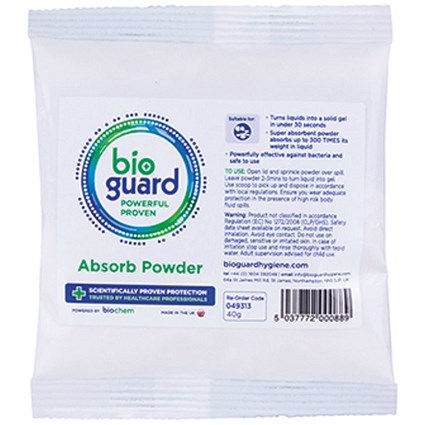 Bioguard Body Fluid Absorb Powder, 40g Sachet | Paperstone
