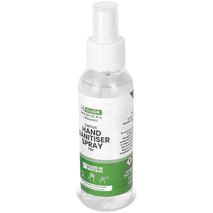 Click Medical 75% Alcohol Hand Sanitiser Spray, 100ml